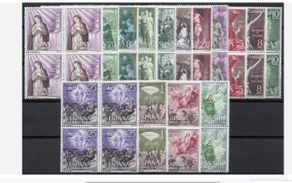 Sellos: ESPAÑA - 1962 - EDIFIL 1463/1477 - SERIE COMPLETA EN BLOQUE DE 4 - MNH**
